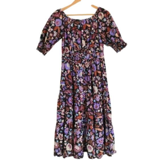 NWOT Ann Taylor Cotton Floral Tiered Ruffle Hem Midi Dress Cottage Core Size 0 - Picture 5 of 6
